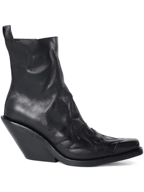 Ann Demeulemeester leather carved-detail boots