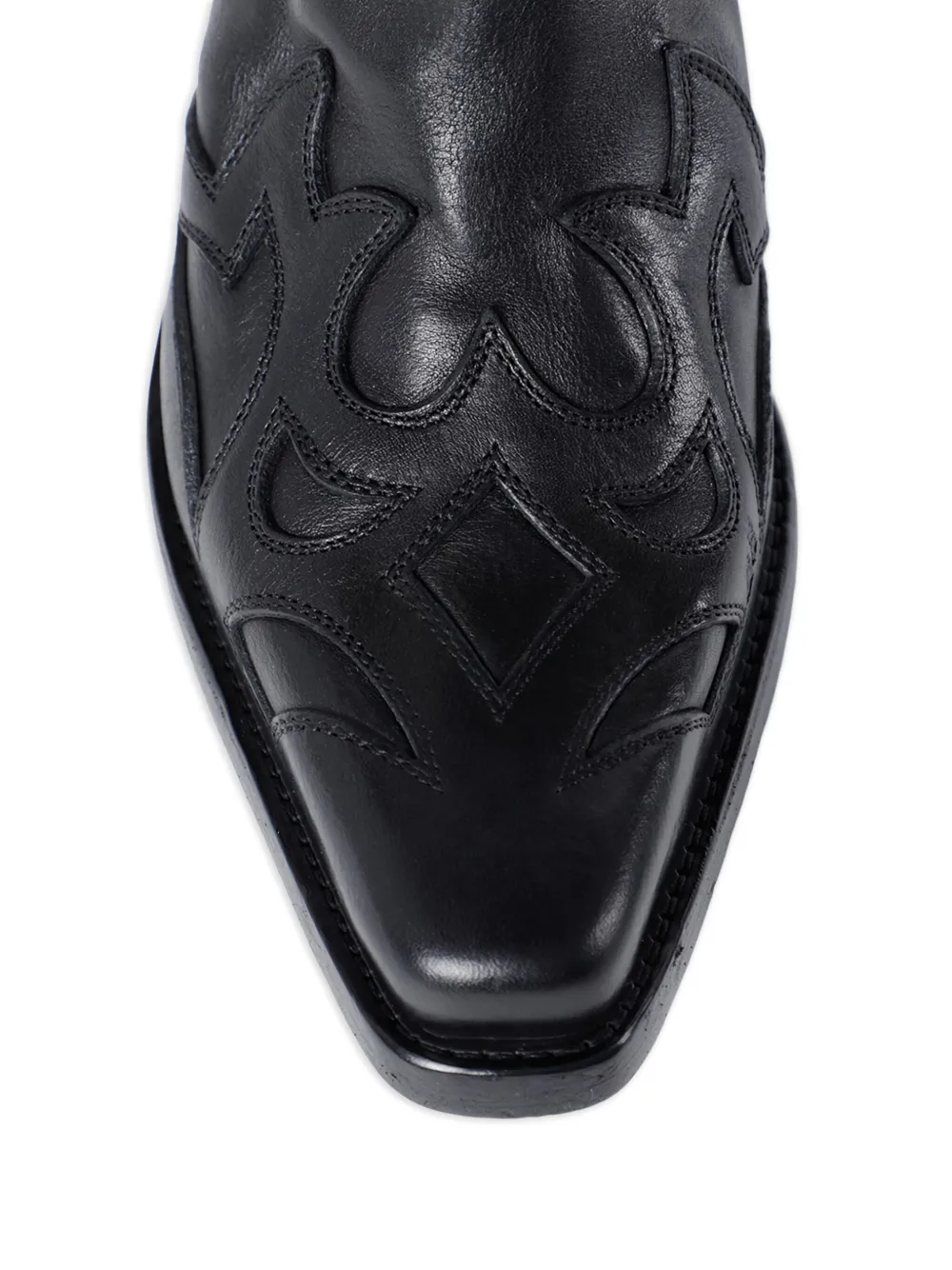 Ann Demeulemeester Leren laarzen met gesneden detail Zwart