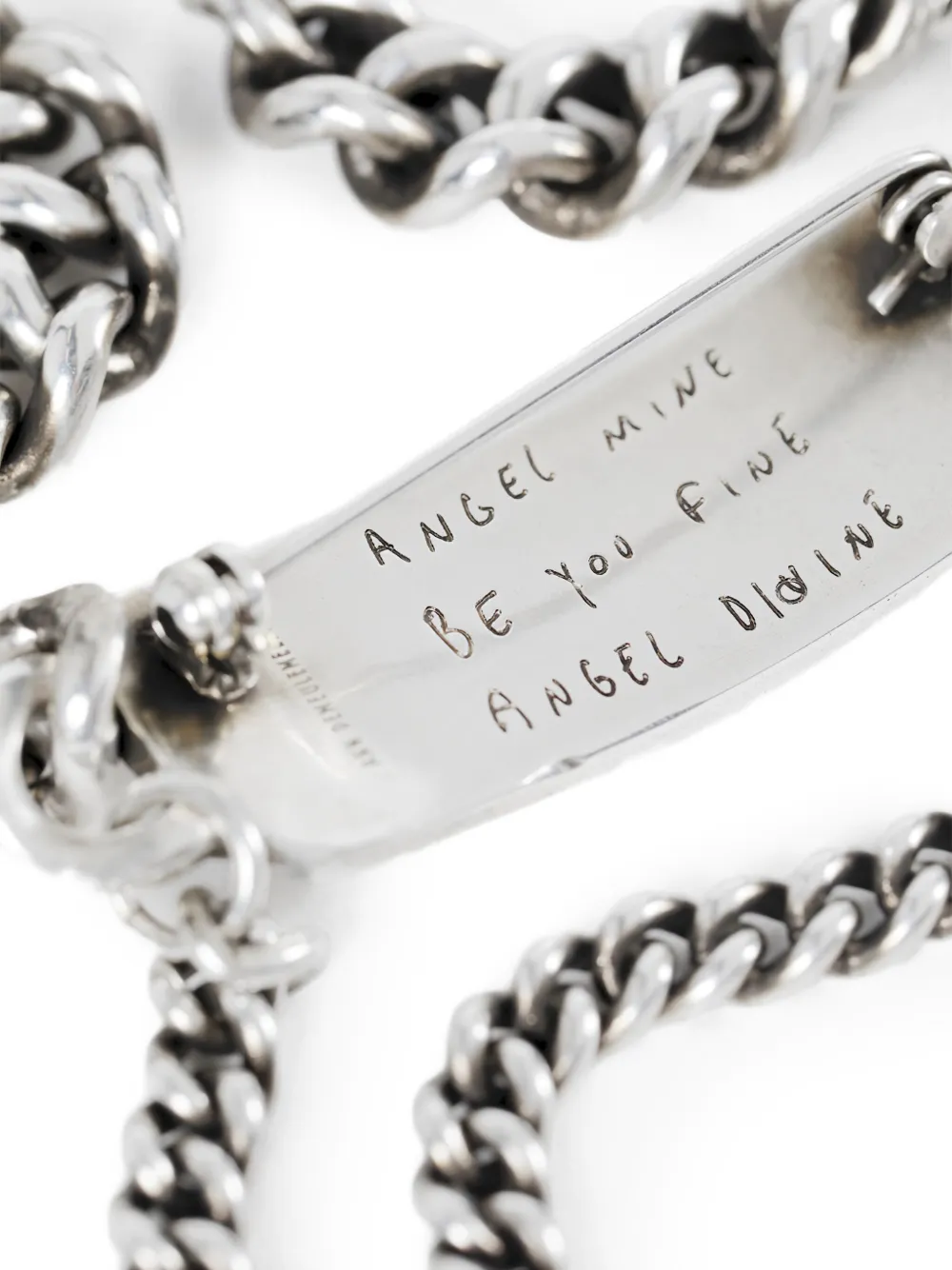  Ann Demeulemeester Engraved-plaque Silver Bracelet 