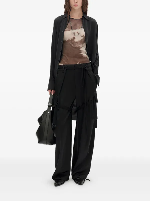 Ann Demeulemeester cargo-pocket Satin Pants | Black | FARFETCH