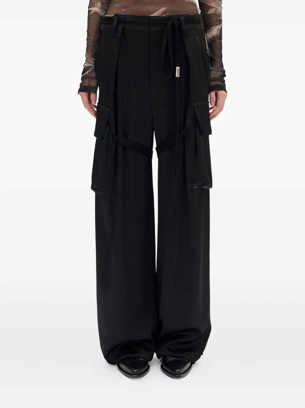 Ann Demeulemeester cargo-pocket satin pants | Black | Image 1