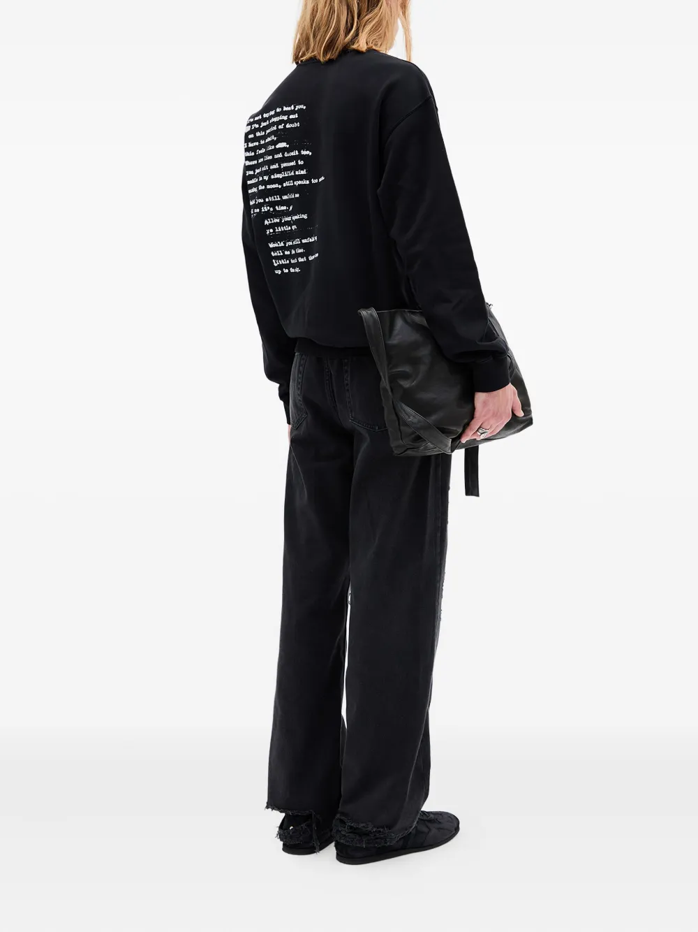 Ann Demeulemeester Geborstelde sweater met grafische print - Zwart