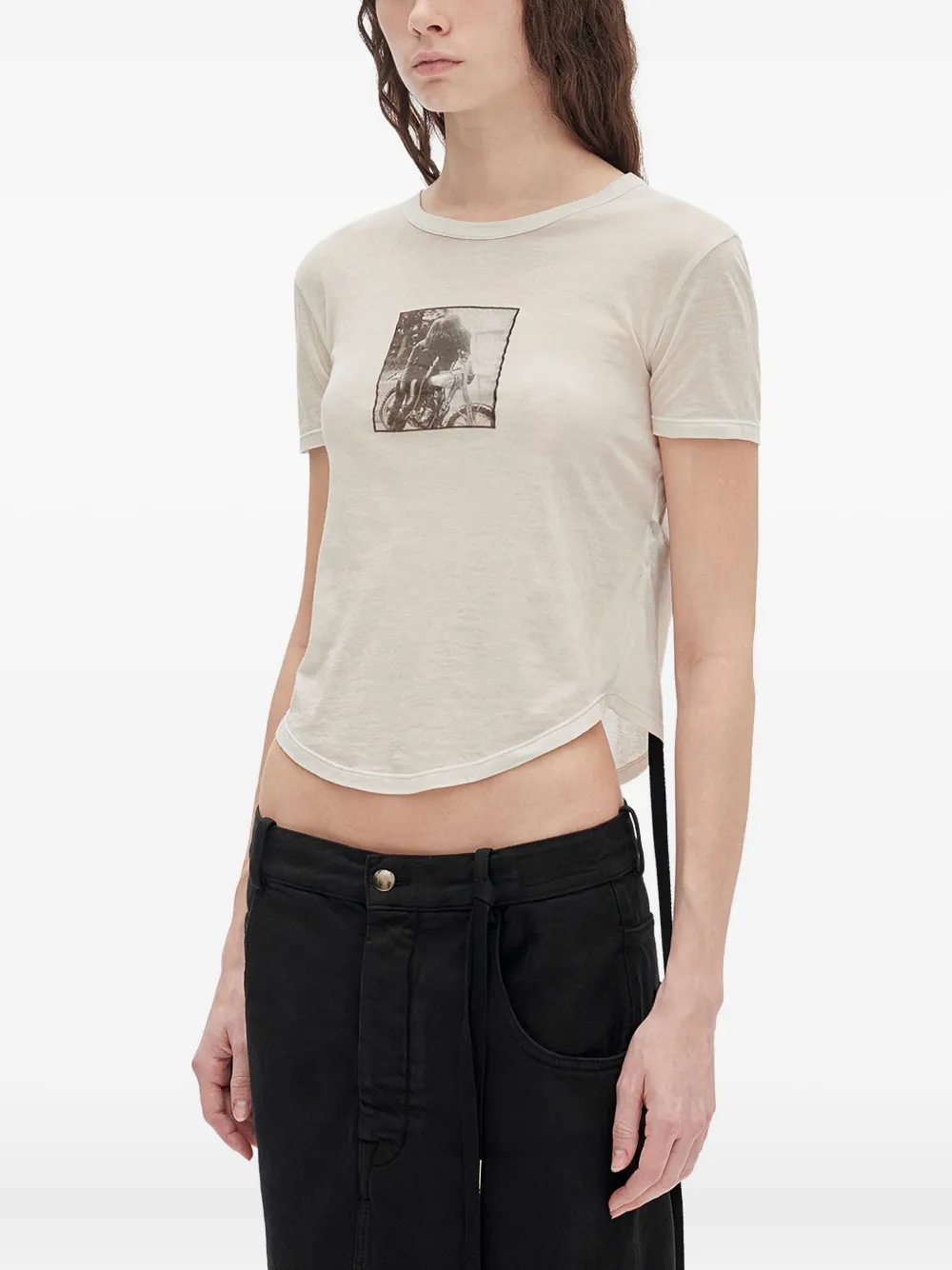 Ann Demeulemeester Graphic-print Jersey T-shirt In Neutral