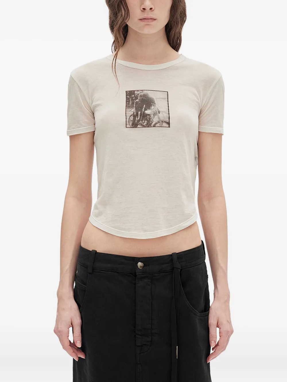 Ann Demeulemeester Graphic-print Jersey T-shirt In Neutral