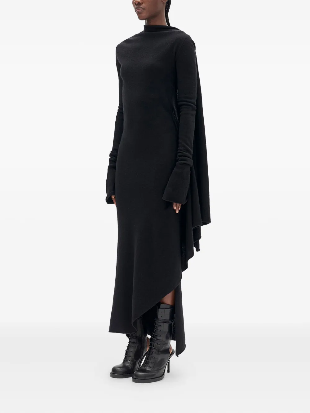 Ann Demeulemeester Wool High-neck Dress In Black