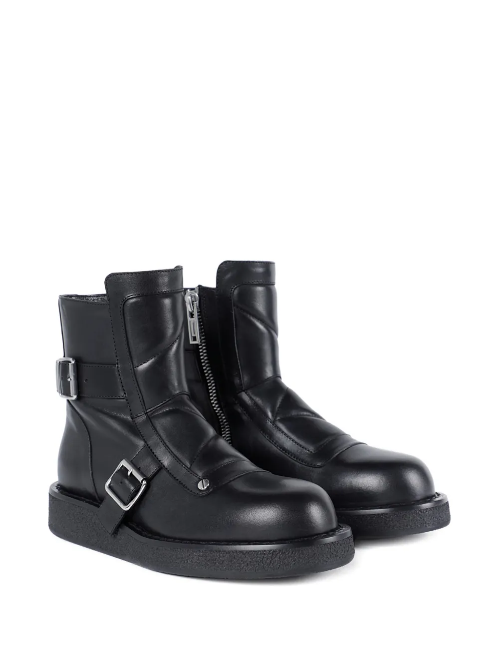 Ann Demeulemeester buckle-detail quilted leather boots Black