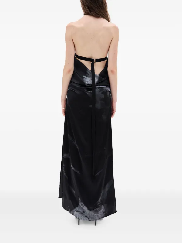 Ann Demeulemeester dove-print Halterneck Dress | Black | FARFETCH BH