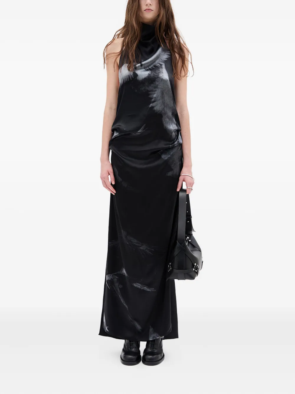 Ann Demeulemeester Rut Highneck Open Back Maxi Dress In Black