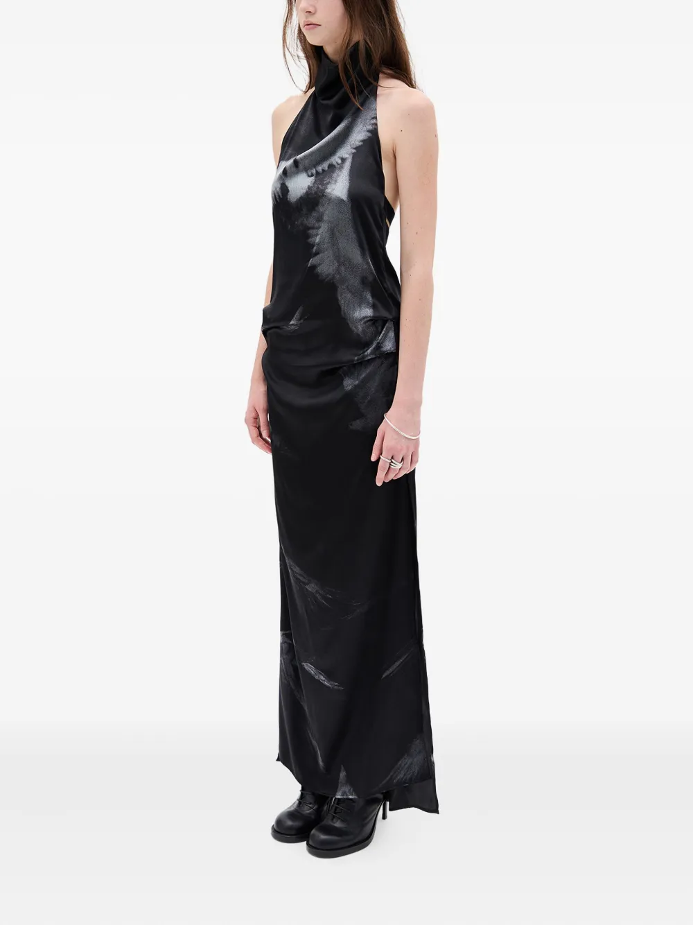 Ann Demeulemeester Rut Highneck Open Back Maxi Dress In Black