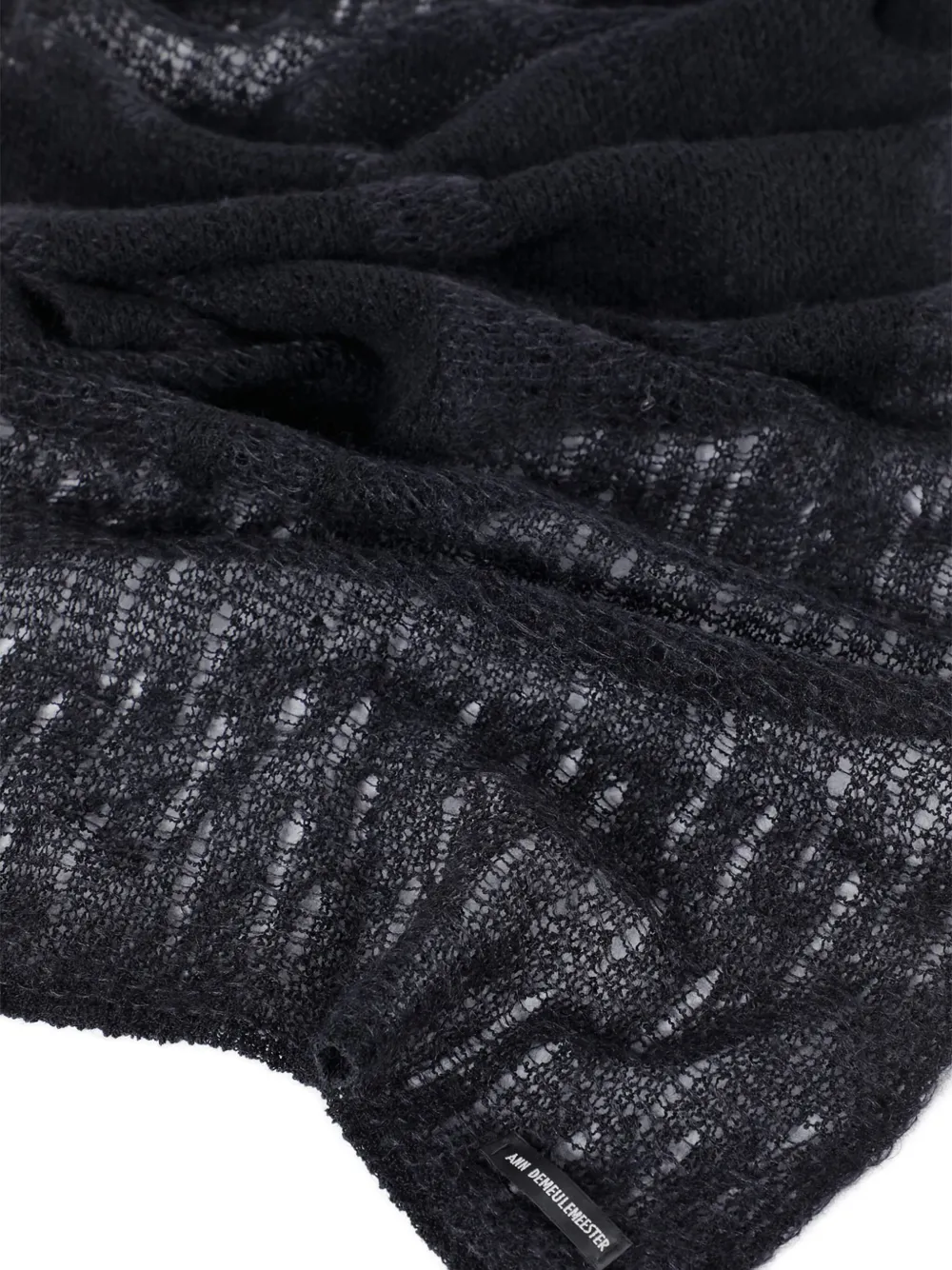 Ann Demeulemeester Mohair-silk Jacquard-knit Scarf In Black