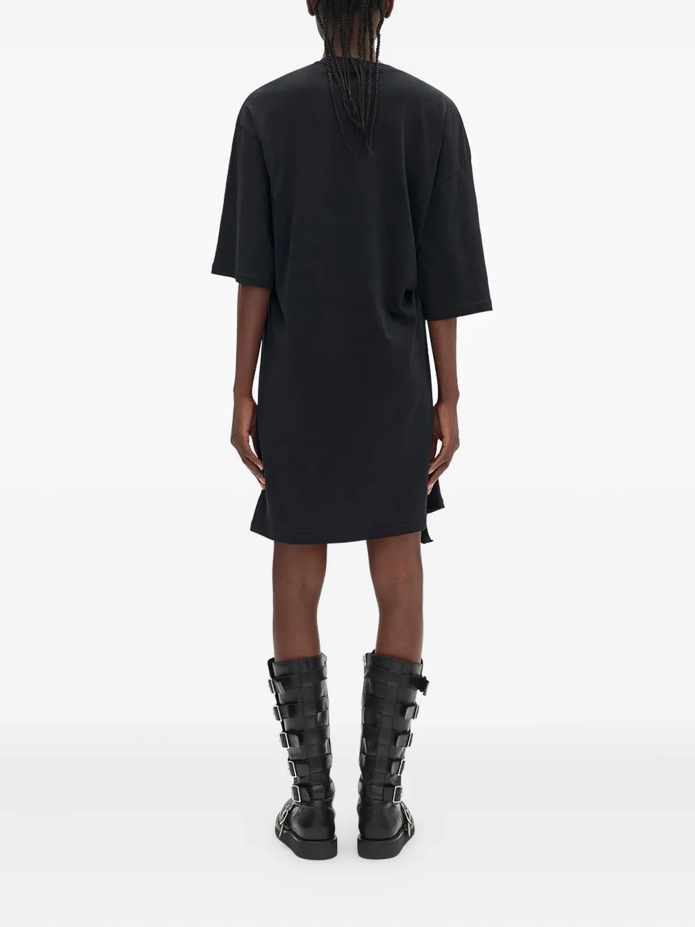 Ann Demeulemeester Jurk met banddetail van geborsteld jersey - Zwart