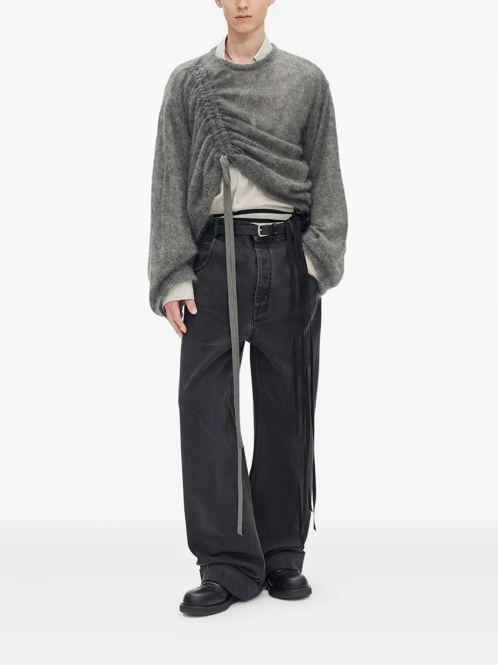 Ann Demeulemeester Trui met trekkoord - Grijs