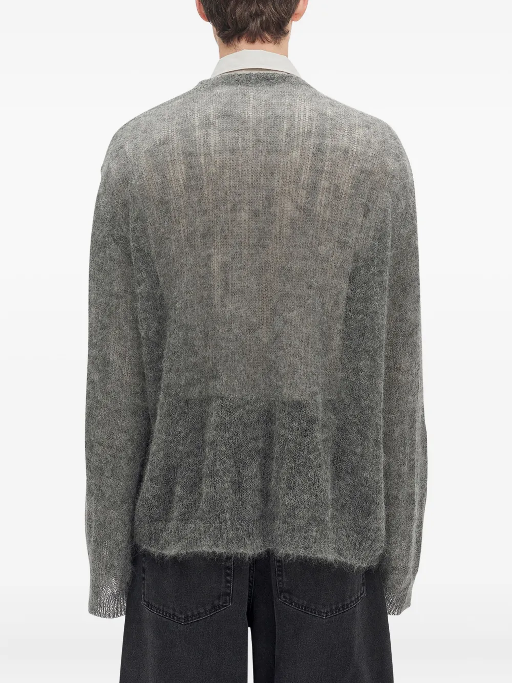Ann Demeulemeester Drawstring Mohair-silk Sweater In Gray