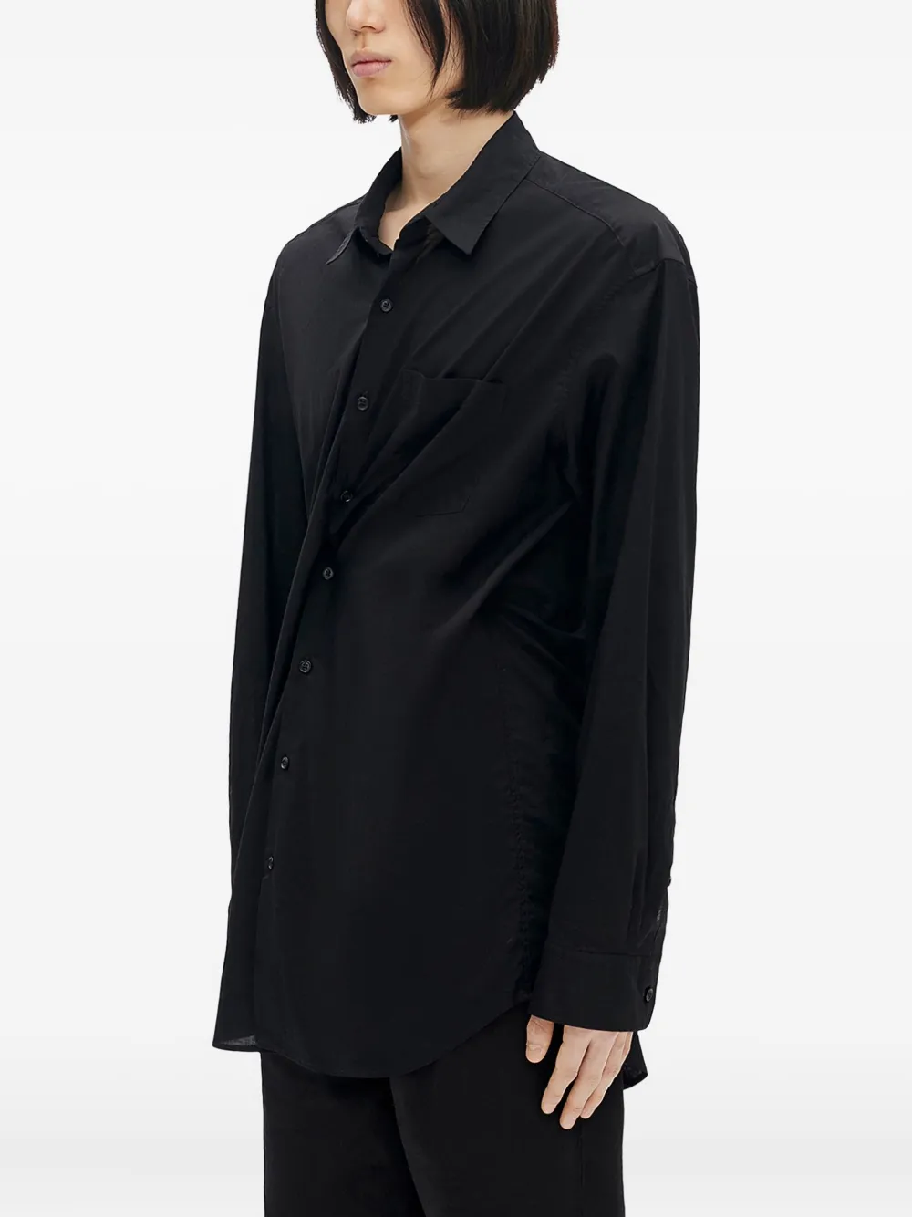  Ann Demeulemeester Draped Cotton Shirt - Black 