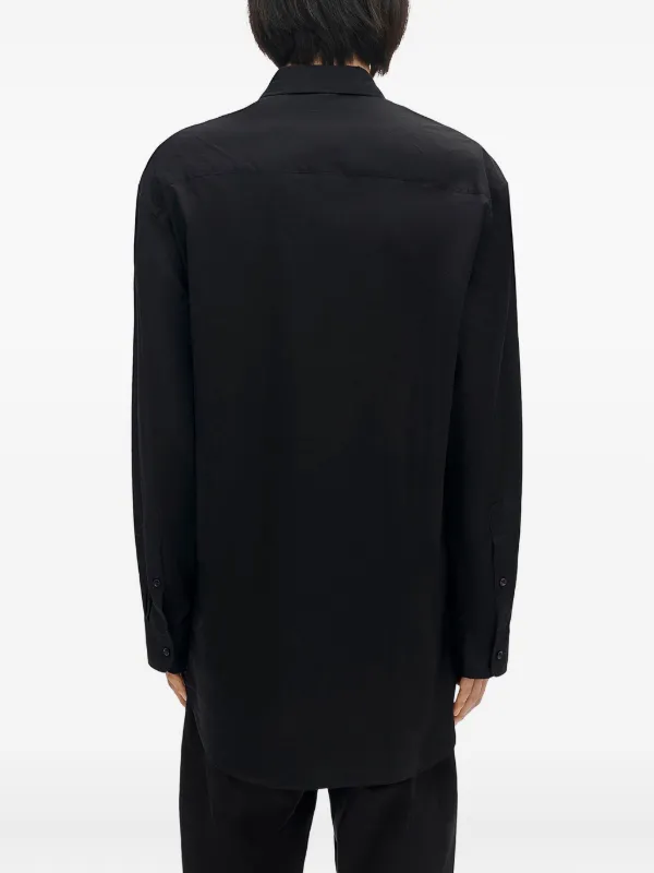 ね*こ様 ANN DEMEULEMEESTER 長袖シャツ ブラック 38 Ann Demeulemeester Draped Cotton Shirt | Black | FARFETCH JO