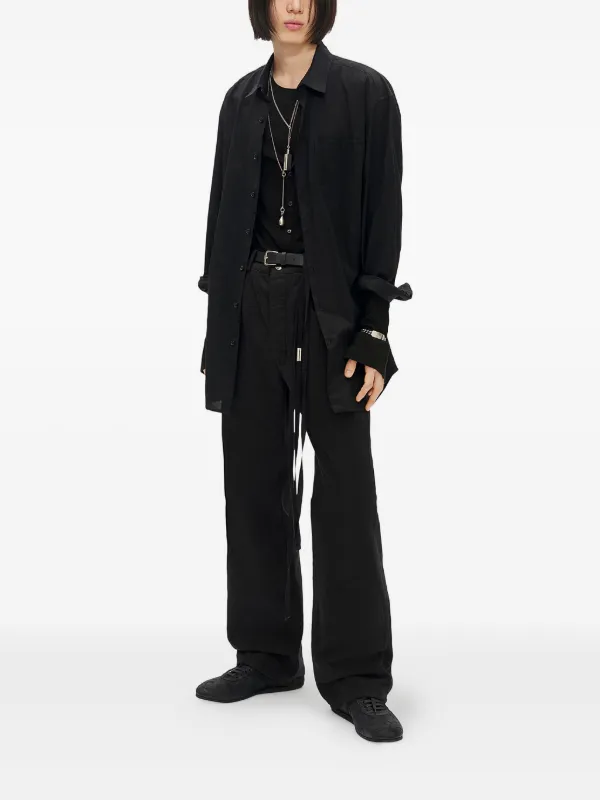 Ann Demeulemeester Draped Cotton Shirt | Black | FARFETCH JO