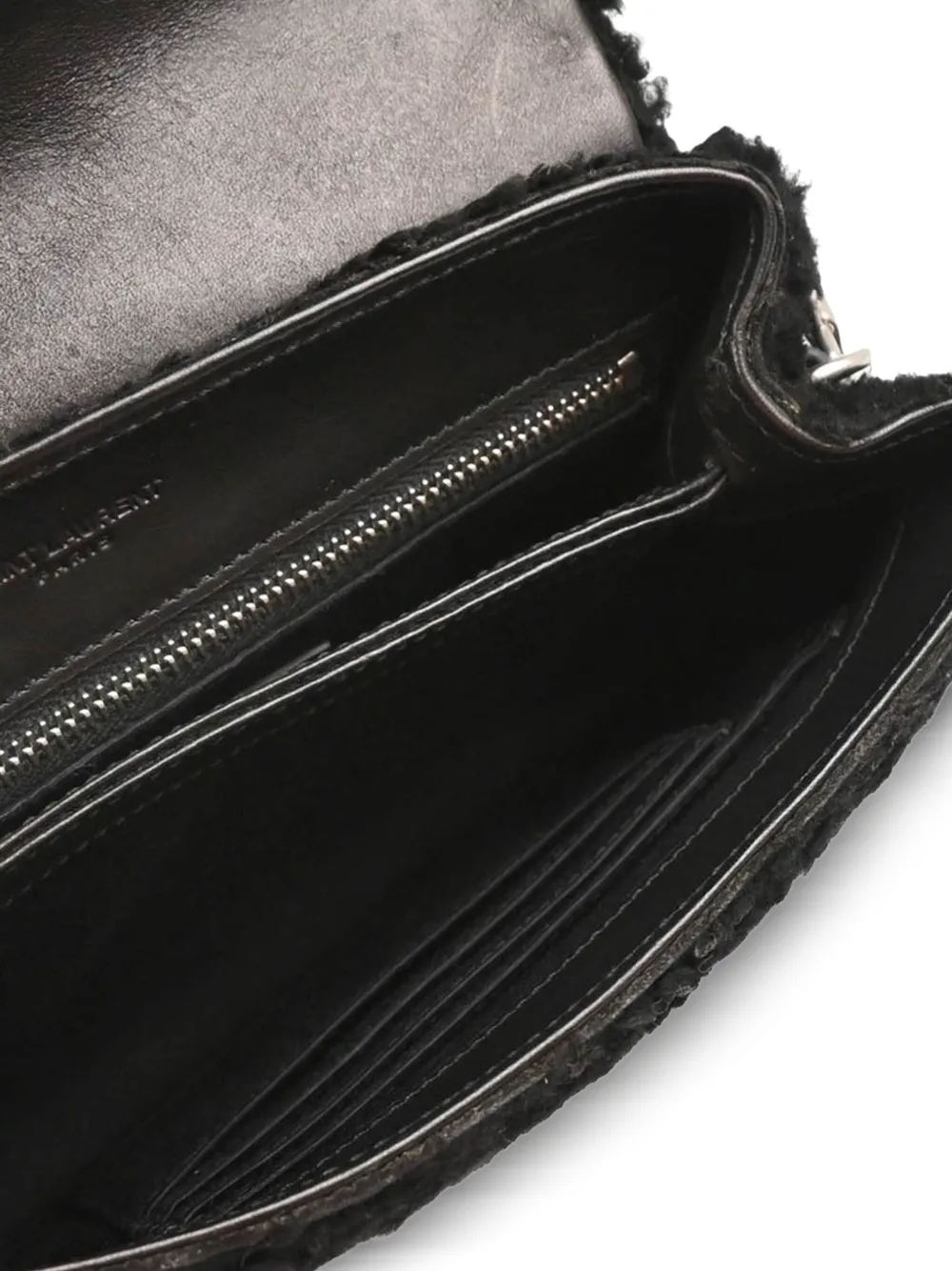 Pre-owned Saint Laurent 2010 Loulou Shearling Shoulder Bag In Black