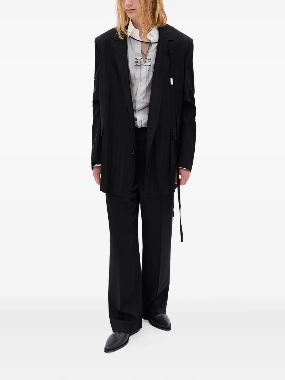 Ann Demeulemeester Angel Divine long-sleeve tulle T-shirt - Zwart