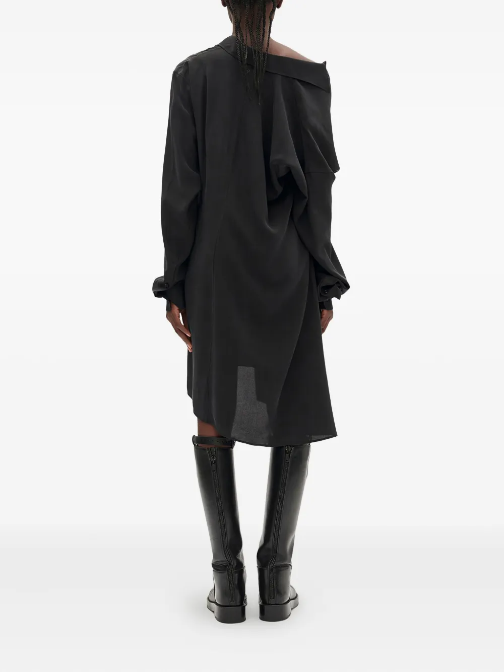 Ann Demeulemeester Halina Drop-shoulder Shirt Midi Dress In Black