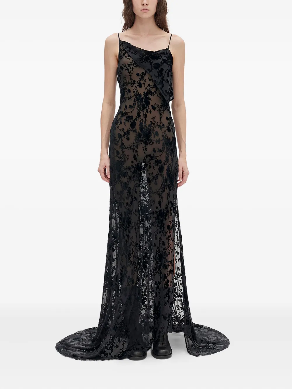 Ann Demeulemeester Aaricia Long Bias Slip Dress In Black