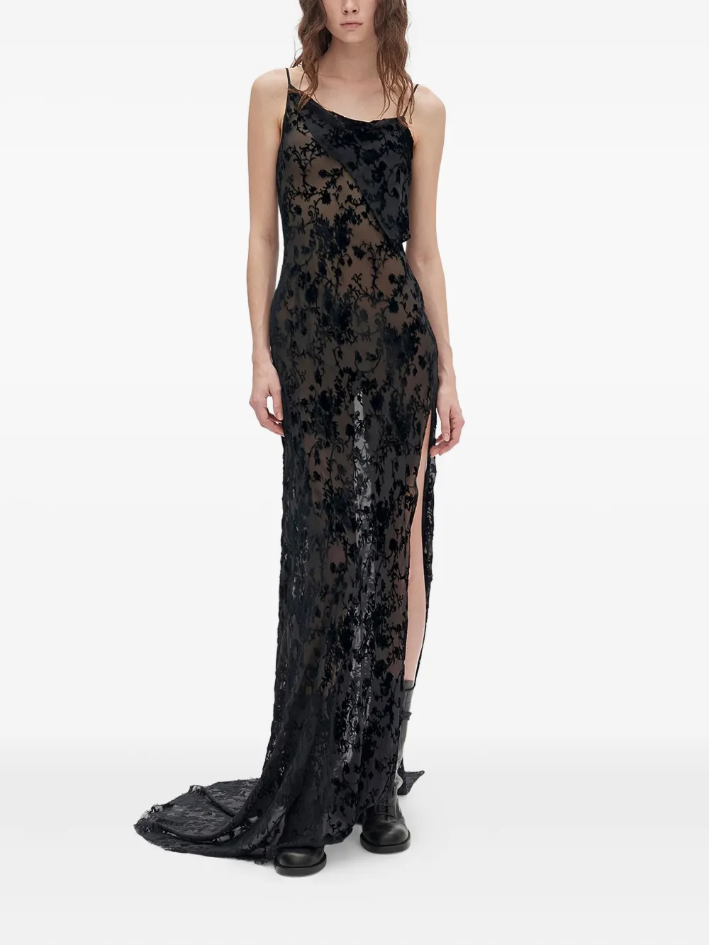 Ann Demeulemeester Aaricia Long Bias Slip Dress In Black