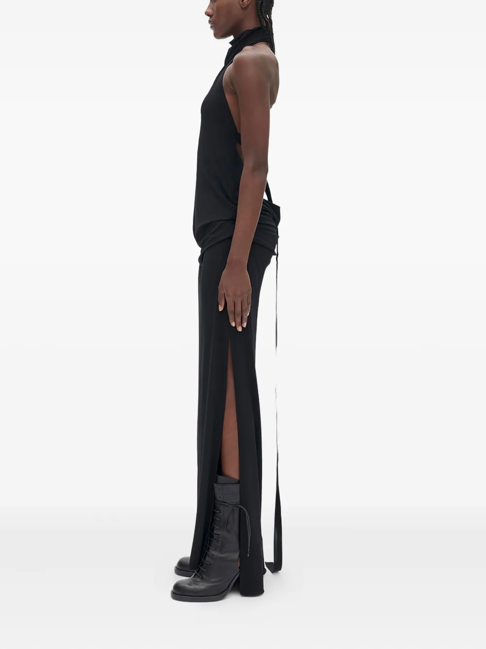 Ann Demeulemeester Rut Sleeveless Turtleneck Maxi Dress In Black