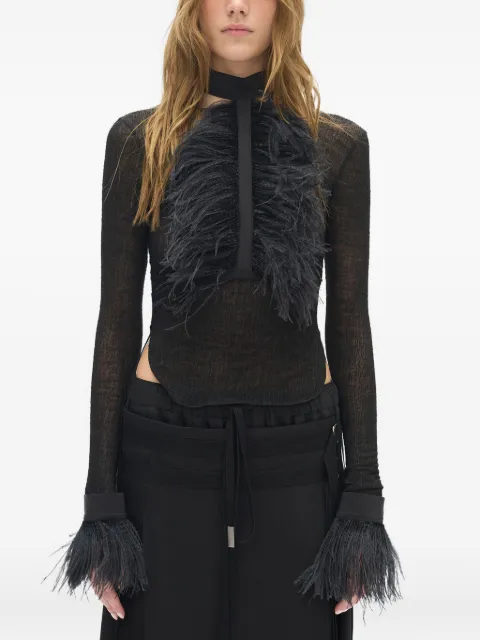 Ann Demeulemeester Vaya frisee feather-cuffs jacket