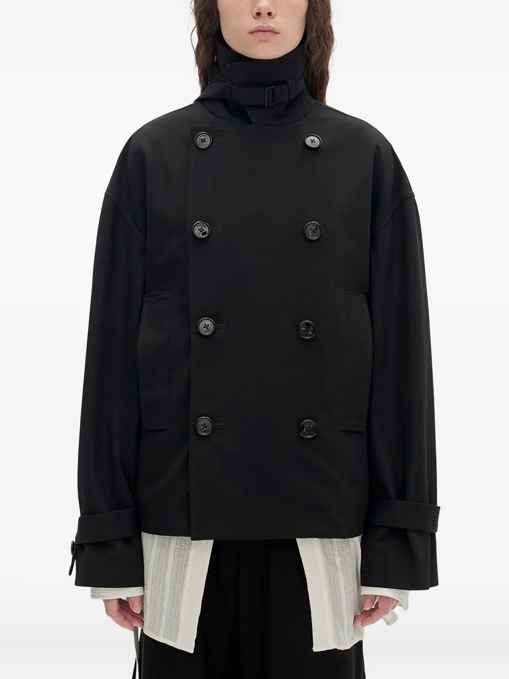 Ann Demeulemeester Leni Double-breasted Trench Jacket In Black