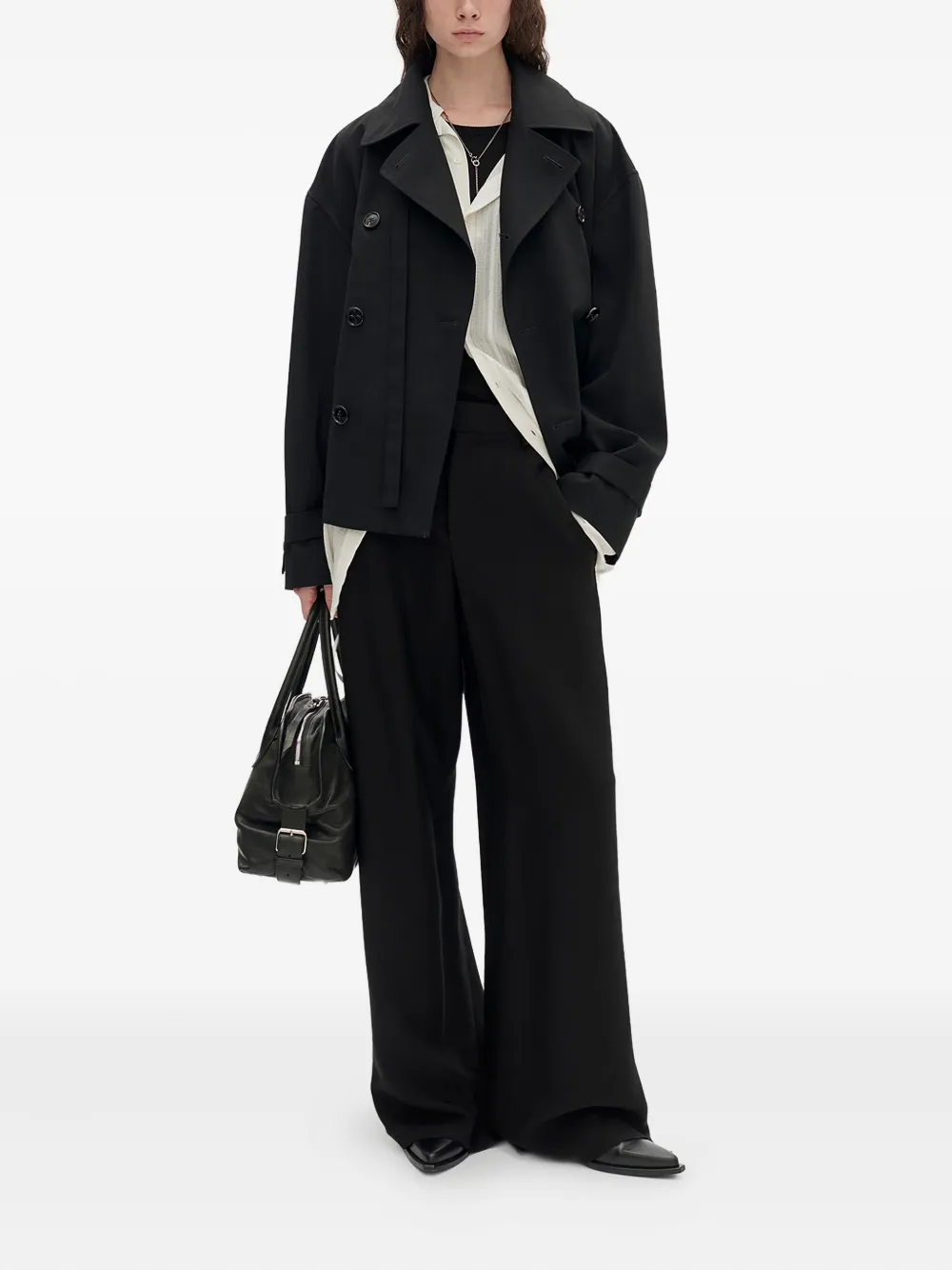 Ann Demeulemeester Leni Double-breasted Trench Jacket In Black