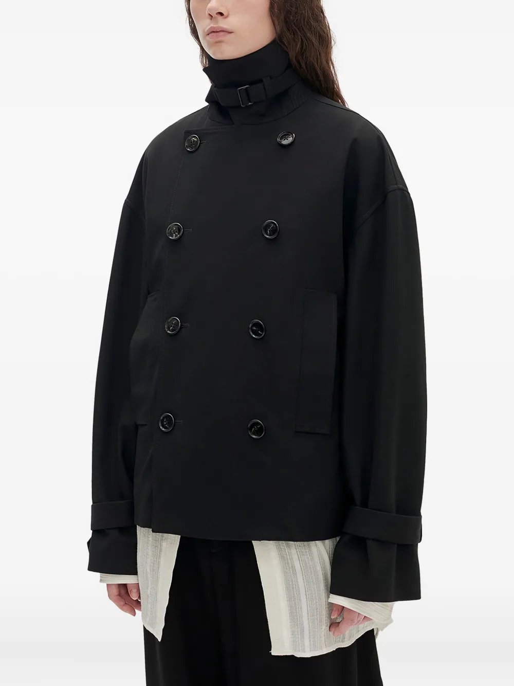 Ann Demeulemeester Leni Double-breasted Trench Jacket In Black
