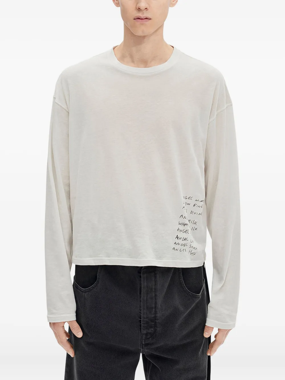 Ann Demeulemeester Bike printed long-sleeve T-shirt | Neutrals | Image 1