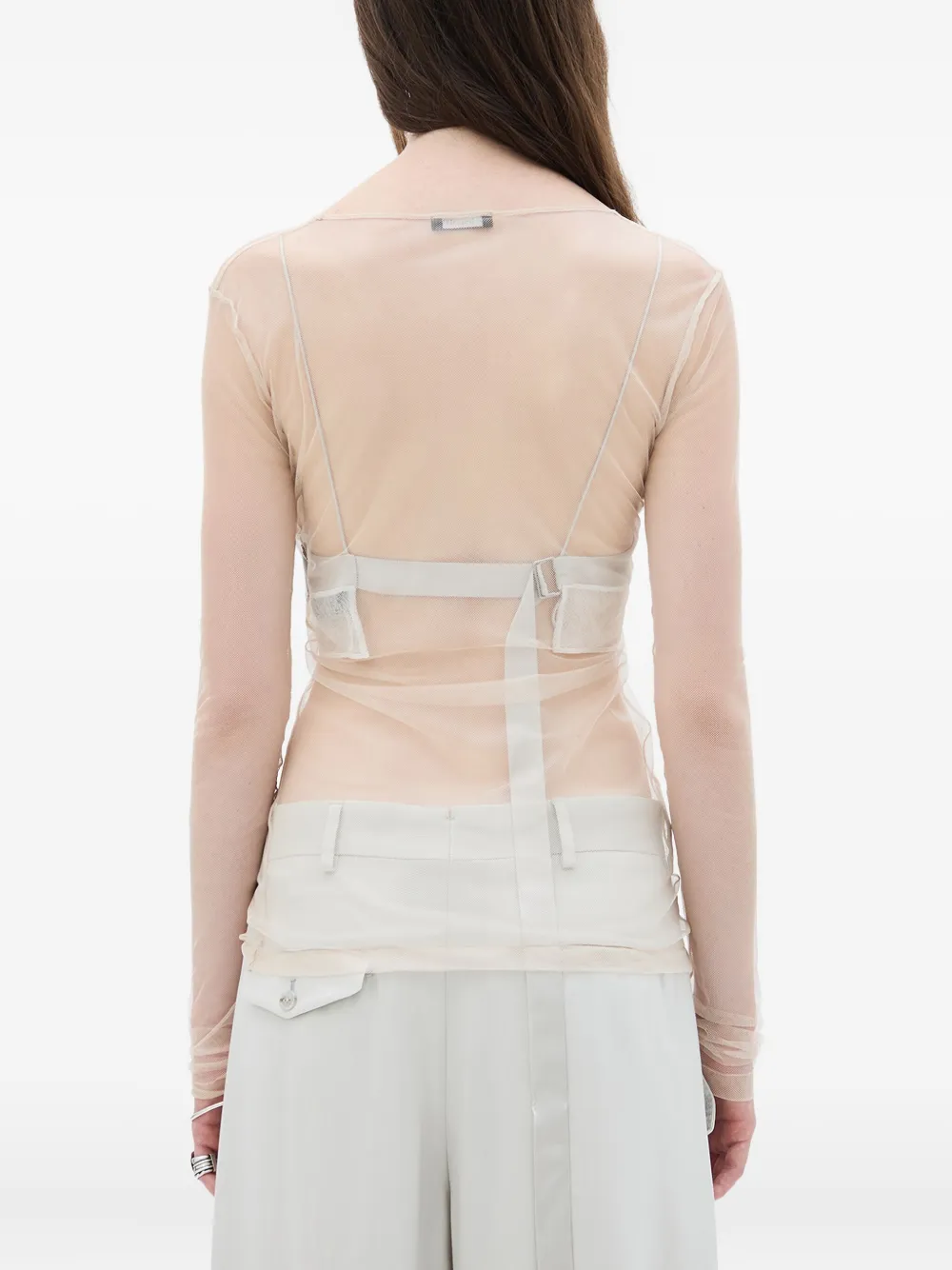 Ann Demeulemeester Angel Divine Tulle Long-sleeve Top In Neutral