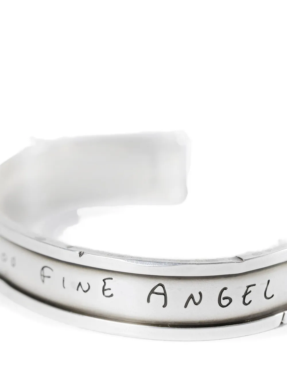 Ann Demeulemeester Engraved Silver Bracelet In Metallic