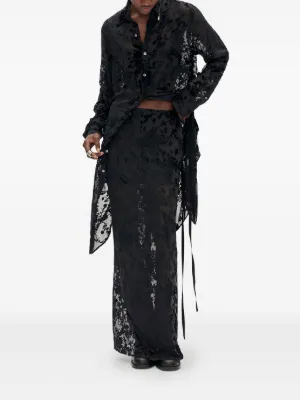 ANN DEMEULEMEESTER ブラックタイトスカート 36 Ann Demeulemeesterのブラック Nathalie X-Long ペンシル マキシ