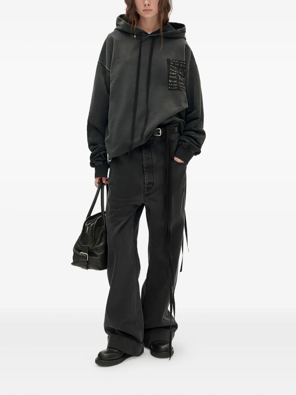 Ann Demeulemeester Katoenen hoodie met trekkoord - Zwart