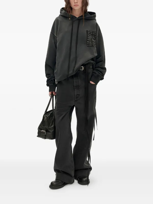トップス ANN DEMEULEMEESTER hoodie design top Ann Demeulemeester Cotton Drawstring Hoodie | Black | FARFETCH
