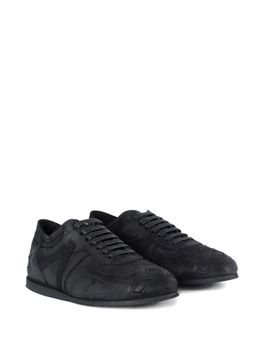 Ann Demeulemeester leather flame-pattern sneakers Black