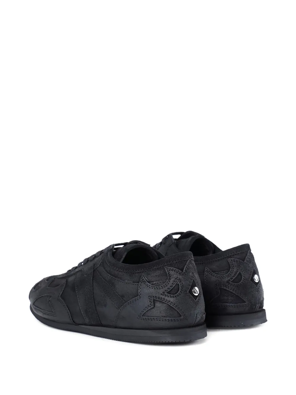 Ann Demeulemeester leather flame-pattern sneakers Black