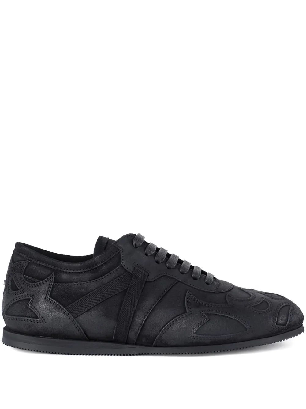 Ann Demeulemeester leather flame-pattern sneakers Black