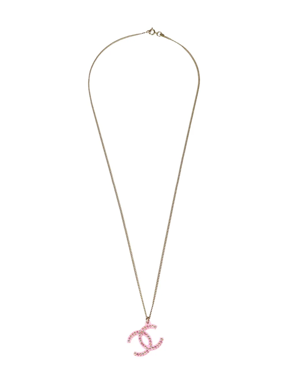 Pre-owned Chanel 2004 Cc Pendant Necklace In Gold