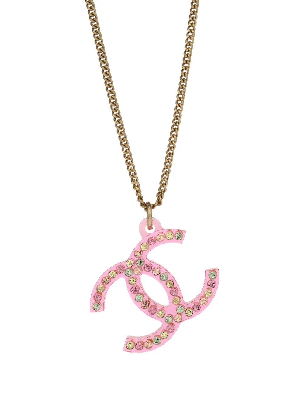 Pre-owned Chanel 2004 Cc Pendant Necklace In Gold
