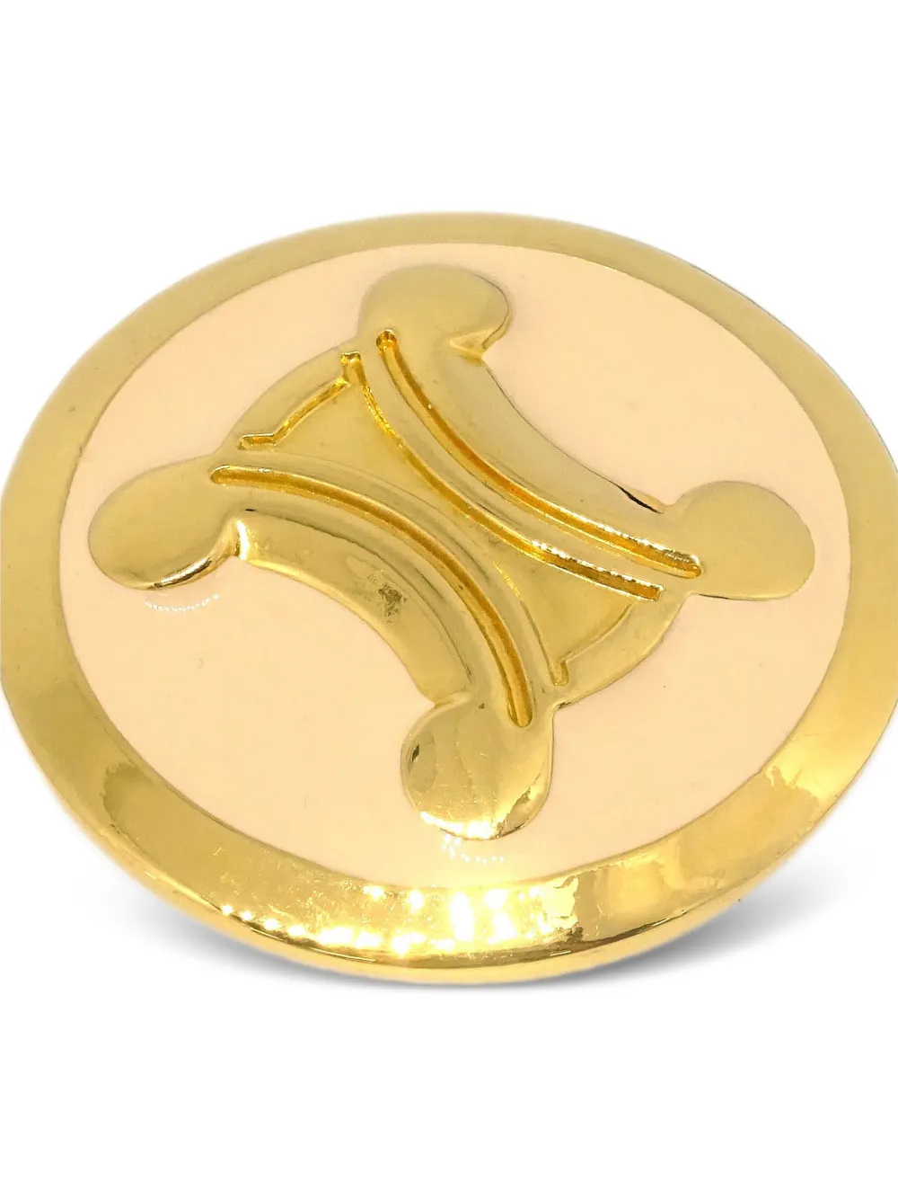 Pre-owned Celine 1990-2000s Emblem Brooch In Gold