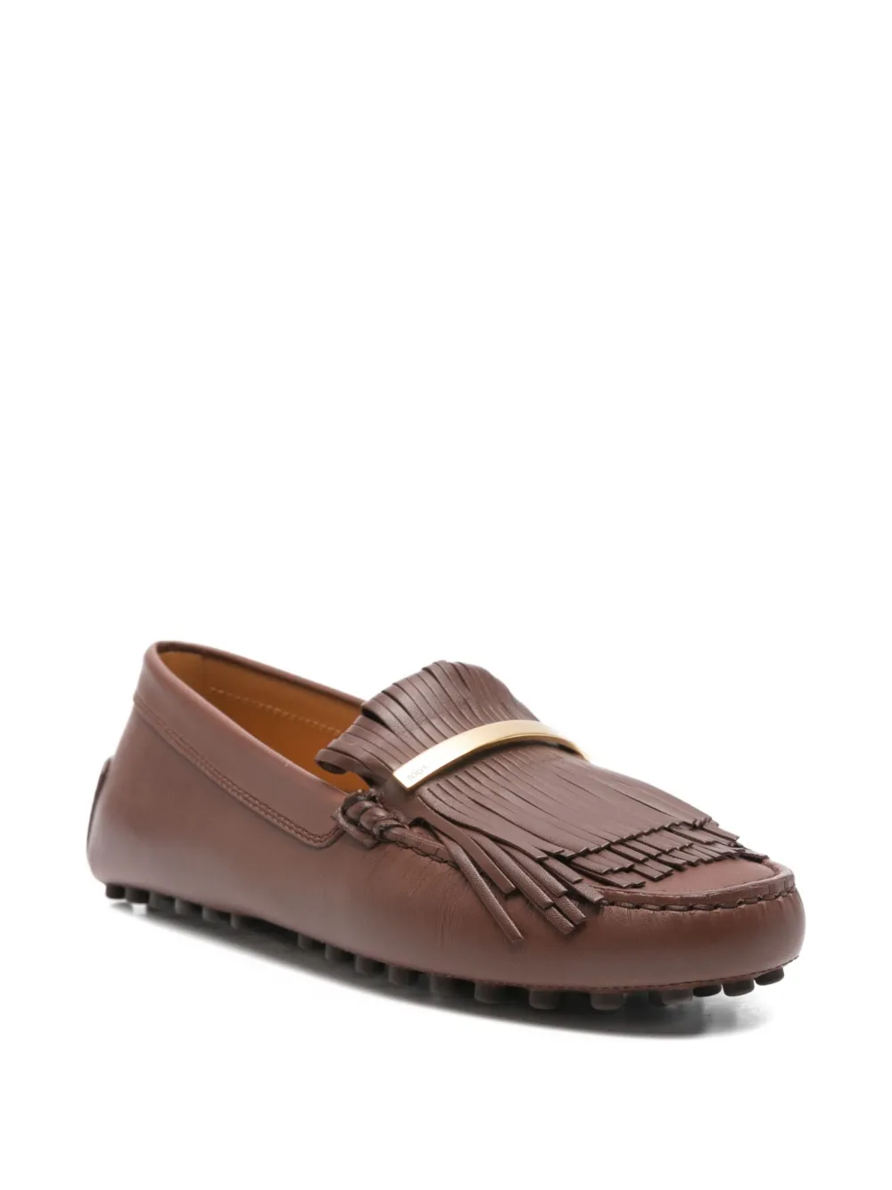 Tod's fringe-detail loafers Brown