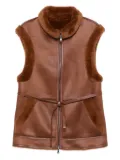 Urbancode fur-trimmed sleeveless jacket - Brown