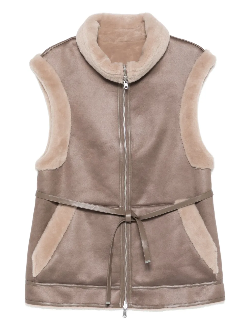 Urbancode fur-trimmed zip-front vest | Grey | Image 1