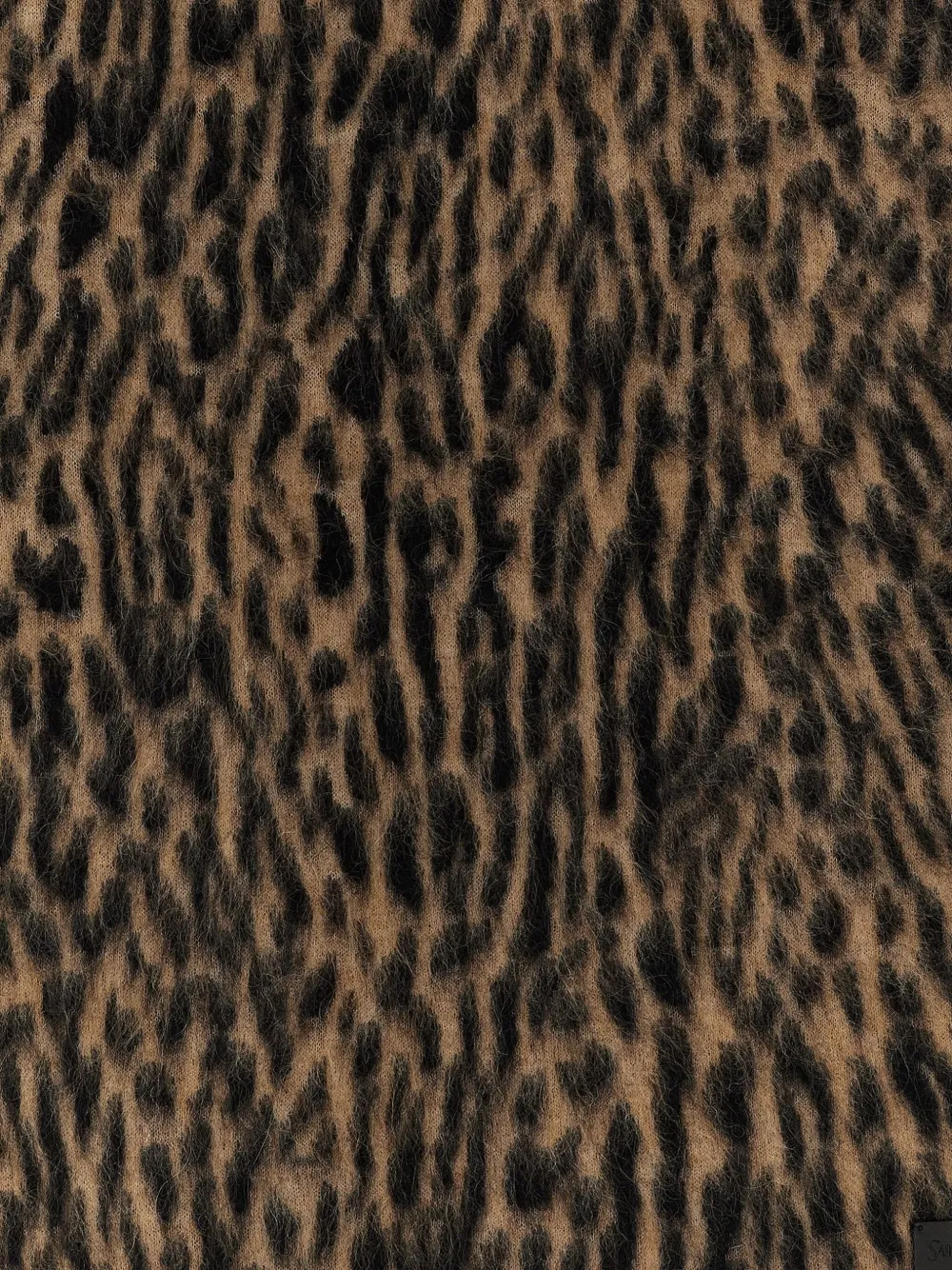 Saint Laurent Gebreide sjaal met luipaardprint Bruin