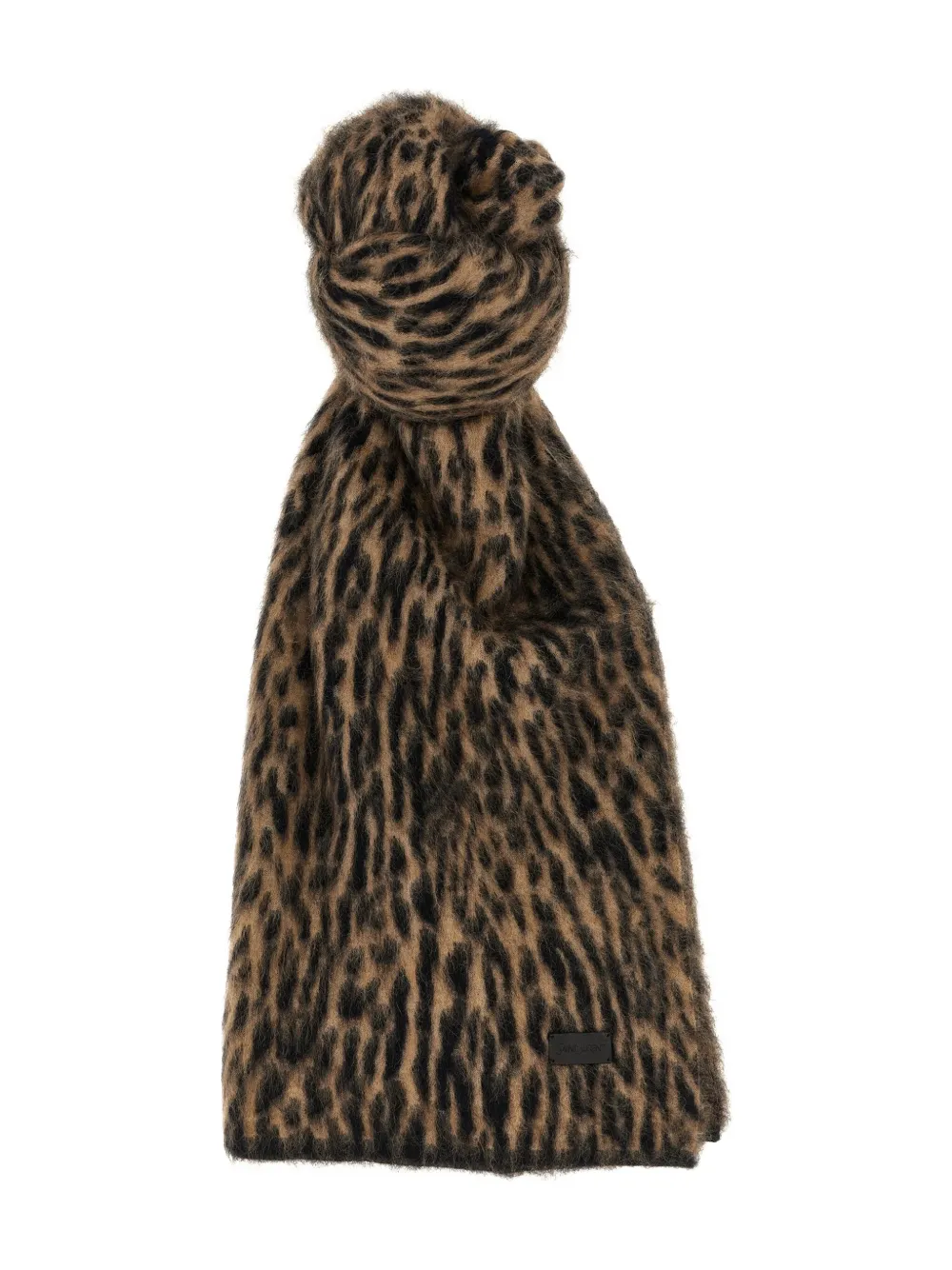 Saint Laurent leopard-print knit scarf - ブラウン Saint Laurent leopard-print knit scarf - ブラウン