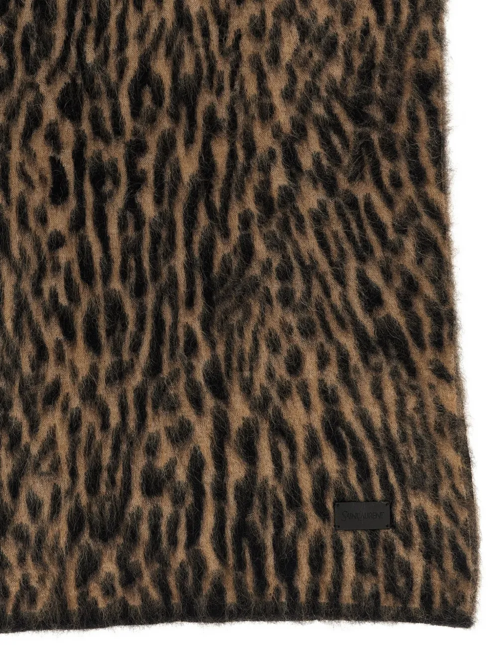 Saint Laurent leopard-print knit scarf - Bruin