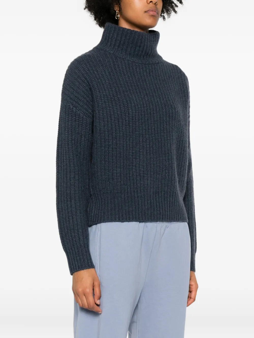 Lisa Yang Ribbed Turtleneck Sweater In Blue