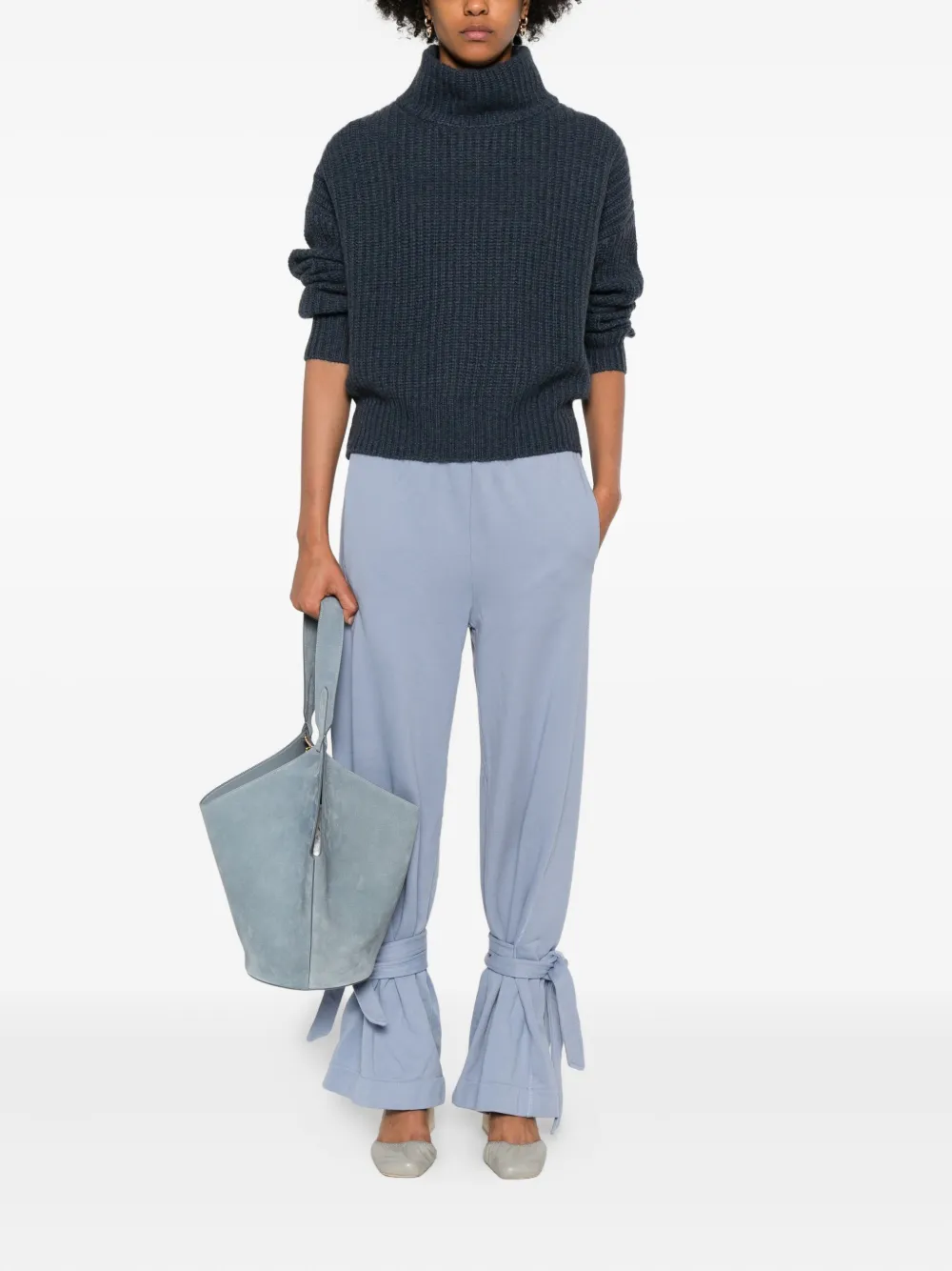 Lisa Yang Ribbed Turtleneck Sweater In Blue